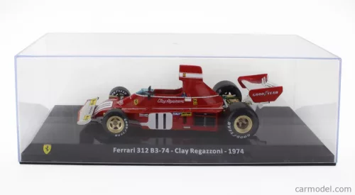 FERRARI  F1  312 B3-74 N 11 SEASON 1974 CLAY REGAZZONI - CON VETRINA - WITH SHOWCASE  RED WHITE