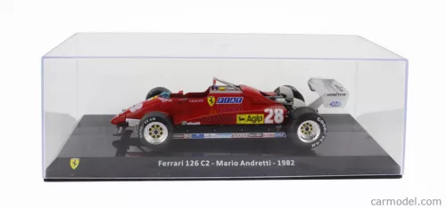 FERRARI  F1  126 C2 N 28 SEASON 1982 MARIO ANDRETTI - CON VETRINA - WITH SHOWCASE  RED