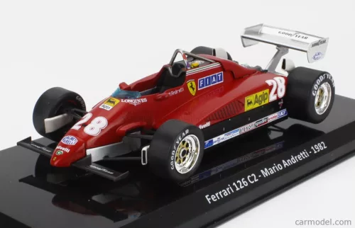 FERRARI  F1  126 C2 N 28 SEASON 1982 MARIO ANDRETTI - CON VETRINA - WITH SHOWCASE  RED