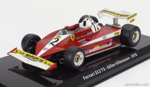 FERRARI  F1  312 T3 N 12 SEASON 1978 GILLES VILLENEUVE - CON VETRINA - WITH SHOWCASE  RED WHITE