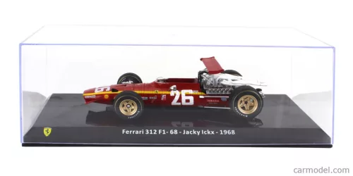 FERRARI  F1  312 F1-68 N 26 SEASON 1968 JACKY ICKX - CON VETRINA - WITH SHOWCASE  RED WHITE