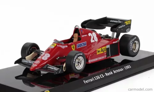 FERRARI  F1  126C3 N 28 SEASON 1983 RENE ARNOUX - CON VETRINA - WITH SHOWCASE  RED