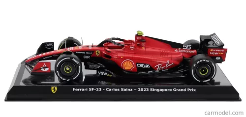 FERRARI  F1  SF-23 TEAM SCUDERIA FERRARI N 55 WINNER SINGAPORE GP 2023 CARLOS SAINZ - CON VETRINA - WITH SHOWCASE  RED BLACK