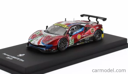 FERRARI  488 GTE EVO 3.9L TURBO V8 TEAM AF CORSE N 51 WINNER CLASS LMGTE PRO 24h LE MANS 2019 J.CALADO - A.PIER GUIDI - D.SERRA - CON VETRINA - WITH SHOWCASE  RED MET WHITE BLUE