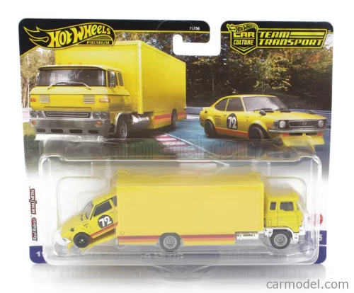 TRUCK  SAKURA SPRINTER CAR TRANSPORTER WITH TOYOTA COROLLA LEVIN N 72 RACING 1972  YELLOW