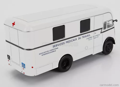 BERLIET  GLA 5 TRUCK FOURGON INTEGRAL SURELEVE SERVICE MEDICAUX DU TRAVAIL AMBULANCE 2-ASSI 1961  WHITE