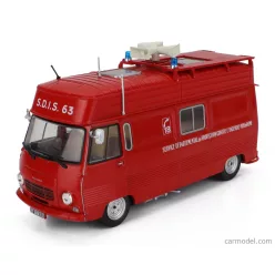  PEUGEOT  J7 VAN FIRE ENGINE SERVICE DEPARTEMENTAL DE PROTECTION CONTRE L'INCENDIE PUY DE DOME 1969  RED