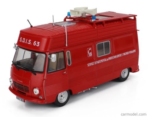 PEUGEOT  J7 VAN FIRE ENGINE SERVICE DEPARTEMENTAL DE PROTECTION CONTRE L'INCENDIE PUY DE DOME 1969  RED