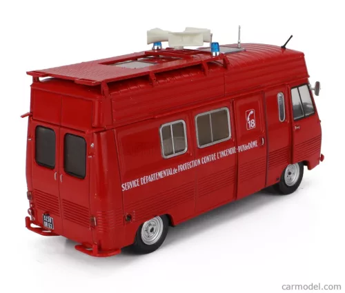 PEUGEOT  J7 VAN FIRE ENGINE SERVICE DEPARTEMENTAL DE PROTECTION CONTRE L'INCENDIE PUY DE DOME 1969  RED