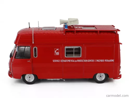 PEUGEOT  J7 VAN FIRE ENGINE SERVICE DEPARTEMENTAL DE PROTECTION CONTRE L'INCENDIE PUY DE DOME 1969  RED