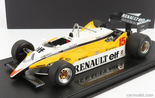 RENAULT  F1  RE30B V6 TURBO TEAM RENAULT ELF N 15 SEASON 1982 ALAIN PROST - CON VETRINA - WITH SHOWCASE  WHITE YELLOW BLACK