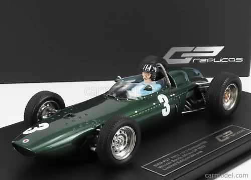 BRM  F1 P57 BRM TEAM N 3 WINNER SOUTH AFRICA WORLD CHAMPION (with pilot figure) 1962 GRAHAM HILL - CON VETRINA - WITH SHOWCASE  GREEN MET