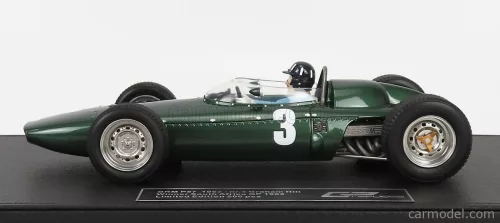 BRM  F1 P57 BRM TEAM N 3 WINNER SOUTH AFRICA WORLD CHAMPION (with pilot figure) 1962 GRAHAM HILL - CON VETRINA - WITH SHOWCASE  GREEN MET