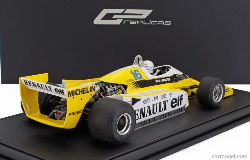 RENAULT  F1 RS10 TEAM RENAULT ELF N 16 FASTEST LAP 3rd FRENCH GP (with pilot figure) 1979 RENE ARNOUX - CON VETRINA - WITH SHOWCASE  YELLOW WHITE