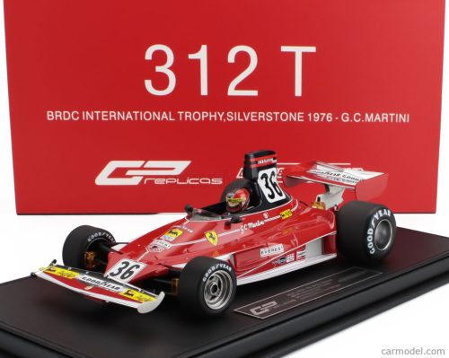 FERRARI  F1  312T TEAM EVEREST N 36 BRDC INTERNATIONAL TROPHY SILVERSTONE (with pilot figure) 1976 GIANCARLO MARTINI - CON VETRINA - WITH SHOWCASE  RED
