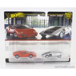   LAMBORGHINI  SET 2X COUNTACH LP5000 QUATTROVALVOLE 1982 + STRATOS ZERO CONCEPT 1970  RED SILVER