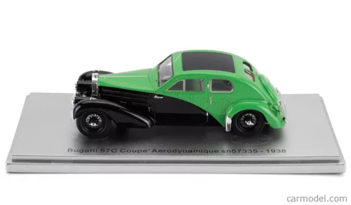 BUGATTI  57C s/n.57335 COUPE AERODYNAMIQUE CLOSED ROOF 1938  GREEN BLACK