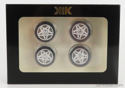 ACCESSORIES  SET 4X WHEELS AND RIMS FOR FERRARI F50 1995  SILVER BLACK