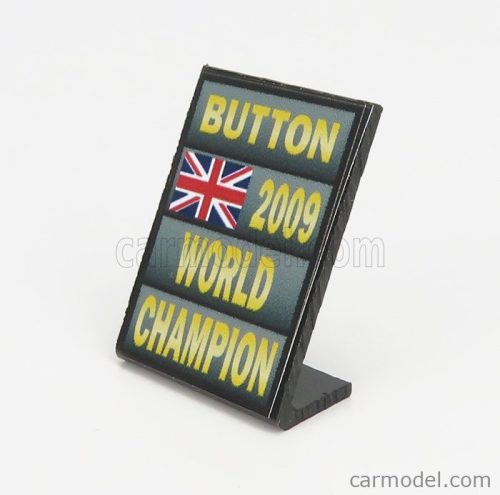 ACCESSORIES  F1  WORLD CHAMPION PLATE PIT BOARD - BRAWN GP MERCEDES BGP001 N 22 SEASON 2009 JENSON BUTTON  GREY BLACK YELLOW