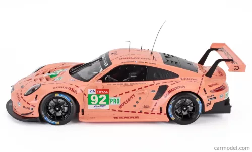 PORSCHE  911 991 RSR TEAM PORSCHE GT N 92 WINNER LMGTE PRO PINK PIG TRIBUTE 24h LE MANS 2018 MICHEAL CHRISTENSEN - KEVIN ESTRE - LAURENS VANTHOOR  PINK
