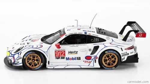 PORSCHE  911 991 RSR PORSCHE GT TEAM N 912 2nd GTLM-CLASS PETIT LE MANS 2018 EARL BAMBER - LAURENS VANTHOOR - MATHIEU JAMINET  WHITE