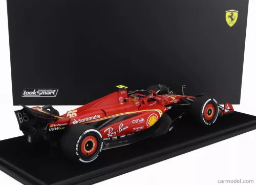 FERRARI  F1  SF-24 TEAM SCUDERIA FERRARI N 55 3rd BAHRAIN GP 2024 CARLOS SAINZ - CON VETRINA - WITH SHOWCASE  RED BLACK