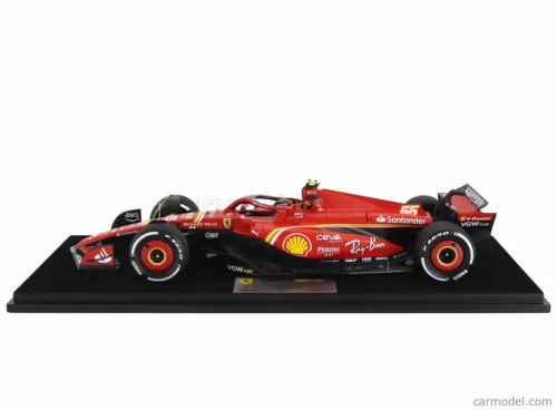 FERRARI  F1  SF-24 TEAM SCUDERIA FERRARI N 55 3rd BAHRAIN GP 2024 CARLOS SAINZ - CON VETRINA - WITH SHOWCASE  RED BLACK
