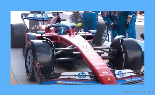 FERRARI  F1  SF-24 TEAM SCUDERIA FERRARI N 16 3rd MIAMI GP 2024 CHARLES LECLERC - CON VETRINA - WITH SHOWCASE  RED BLACK LIGHT BLUE
