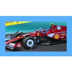   FERRARI  F1  SF-24 TEAM SCUDERIA FERRARI N 55 5th MIAMI GP 2024 CARLOS SAINZ - CON VETRINA - WITH SHOWCASE  RED BLACK LIGHT BLUE