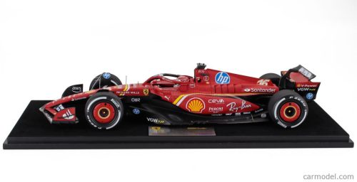 FERRARI  F1  SF-24 TEAM SCUDERIA FERRARI N 16 WINNER MONACO GP 2024 CHARLES LECLERC - CON VETRINA - WITH SHOWCASE  RED WHITE YELLOW
