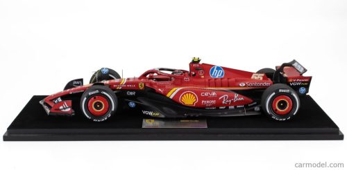FERRARI  F1  SF-24 TEAM SCUDERIA FERRARI N 55 3rd MONACO GP 2024 CARLOS SAINZ - CON VETRINA - WITH SHOWCASE  RED WHITE YELLOW