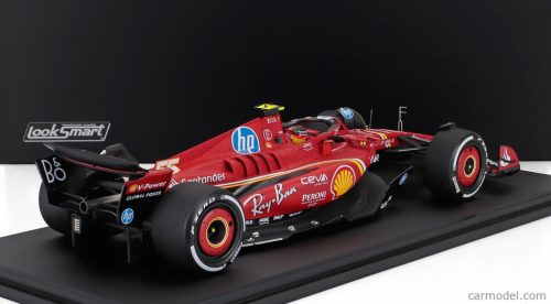 FERRARI  F1  SF-24 TEAM SCUDERIA FERRARI N 55 2nd AUSTIN USA GP 2024 CARLOS SAINZ - CON VETRINA - WITH SHOWCASE  RED WHITE BLACK