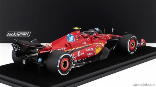 FERRARI  F1  SF-24 TEAM SCUDERIA FERRARI N 55 2nd ABU DHABI GP 2024 CARLOS SAINZ - LAST FERRARI RACE  - CON VETRINA - WITH SHOWCASE  RED WHITE BLACK