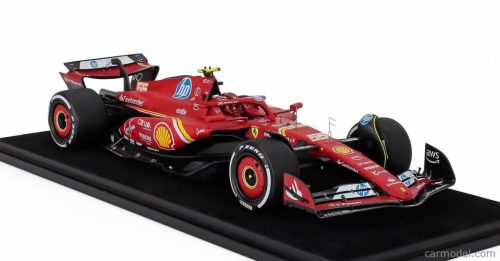 FERRARI  F1  SF-24 TEAM SCUDERIA FERRARI N 55 2nd ABU DHABI GP 2024 CARLOS SAINZ - LAST FERRARI RACE  - CON VETRINA - WITH SHOWCASE  RED WHITE BLACK