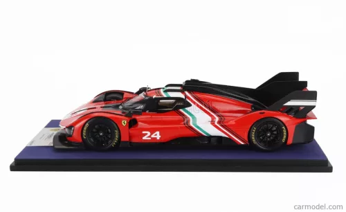 FERRARI  499P 3.0L TURBO V6 N 24 MODIFICATA LAUNCH VERSION 2024 - CON VETRINA - WITH SHOWCASE  RED WHITE BLACK