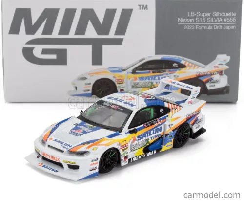 NISSAN  SILVIA (S15) LB SUPER SILHOUETTE N 555 FORMULA DRIFT JAPAN 2023  WHITE BLUE YELLOW