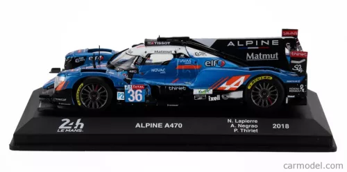 ALPINE  A470 GIBSON TEAM SIGNATECH-ALPINE MATMUT N 36 WINNER LMP2 CLASS 24h LE MANS 2018 NICOLAS LAPIERRE - ANDRE NEGRAO - PIERRE THIRIET  BLUE BLACK