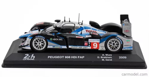 PEUGEOT  908 HDI FAP 5.5L TURBO V12 TEAM PEUGEOT SPORT TOTAL N 9 WINNER 24h LE MANS 2009 DAVID BRABHAM - MARC GENE - ALEXANDER WURZ  BLACK BLUE SILVER