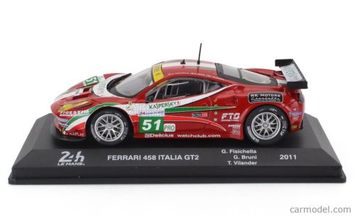 FERRARI  458 ITALIA GT2 4.5L V8 TEAM AF CORSE N 51 24h LE MANS 2011 GIANCARLO FISICHELLA - GIANMARIA BRUNI - TONI VILANDER  RED