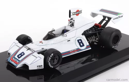 BRABHAM  F1  BT44B TEAM MARTINI RACING N 8 SEASON 1975 CARLOS PACE - CON VETRINA - WITH SHOWCASE  WHITE