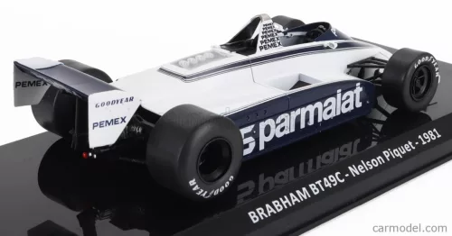 BRABHAM  F1  BT49C PARMALAT RACING TEAM N 5 WORLD CHAMPION SEASON 1981 NELSON PIQUET - CON VETRINA - WITH SHOWCASE  WHITE BLUE