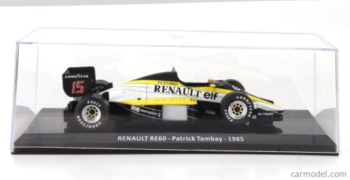 RENAULT  F1  RE60 N 15 SEASON 1985 PATRICK TAMBAY - CON VETRINA - WITH SHOWCASE  BLACK YELLOW WHITE