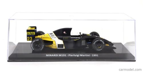 MINARDI  F1  M191 FORD N 23 SEASON 1991 PIERLUIGI MARTINI - CON VETRINA - WITH SHOWCASE  YELLOW BLACK WHITE