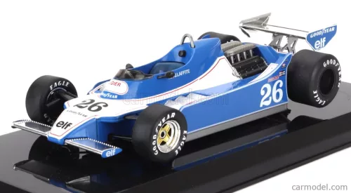 LIGIER  F1  JS11 N 26 SEASON 1979 JACQUES LAFFITE - CON VETRINA - WITH SHOWCASE  LIGHT BLUE WHITE