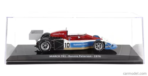 MARCH  F1  761 N 10 SEASON 1976 RONNIE PETERSON - CON VETRINA - WITH SHOWCASE  BLUE WHITE RED