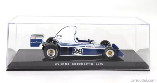 LIGIER  F1  JS5 N 26 SEASON 1976 JACQUES LAFFITE - CON VETRINA - WITH SHOWCASE  LIGHT BLUE WHITE