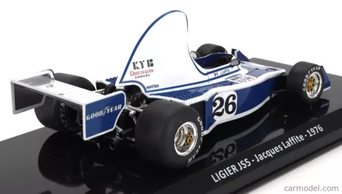 LIGIER  F1  JS5 N 26 SEASON 1976 JACQUES LAFFITE - CON VETRINA - WITH SHOWCASE  LIGHT BLUE WHITE