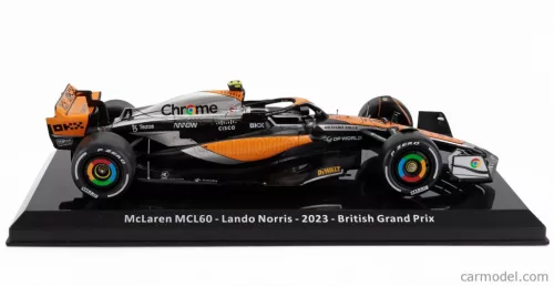 McLAREN  F1  MCL60 TEAM McLAREN N 4 2nd BRITISH GP 2023 LANDO NORRIS - BLISTER BOX  ORANGE BLACK