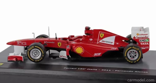 FERRARI  F1  150th ITALIA N 5 SEASON 2011 FERNANDO ALONSO - CON VETRINA - WITH SHOWCASE  F-1 RED MET WHITE