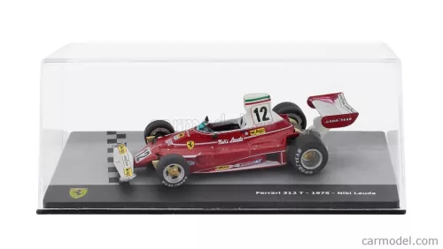 FERRARI  F1 312T TEAM FERRARI SEFAC N 12 WORLD CHAMPION SEASON 1975 NIKI LAUDA - CON VETRINA - WITH SHOWCASE  RED WHITE